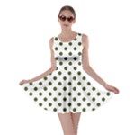 Polka Dots - Army Green on White Skater Dress