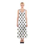 Polka Dots - Army Green on White Full Print Maxi Dress