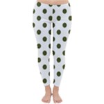 Polka Dots - Army Green on White Winter Leggings