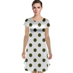 Polka Dots - Army Green on White Cap Sleeve Nightdress