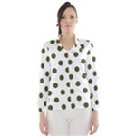 Polka Dots - Army Green on White Wind Breaker (Women)
