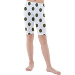 Polka Dots - Army Green on White Kid s Mid Length Swim Shorts