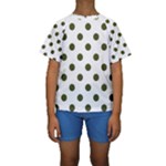 Polka Dots - Army Green on White Kid s Short Sleeve Swimwear
