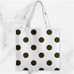 Polka Dots - Army Green on White Zipper Grocery Tote Bag