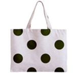 Polka Dots - Army Green on White Zipper Mini Tote Bag