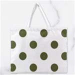 Polka Dots - Army Green on White Zipper Large Tote Bag