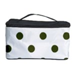 Polka Dots - Army Green on White Cosmetic Storage Case