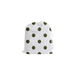 Polka Dots - Army Green on White Drawstring Pouch (XS)
