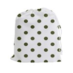 Polka Dots - Army Green on White Drawstring Pouch (XXl)