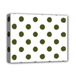 Polka Dots - Army Green on White Deluxe Canvas 14  x 11  (Stretched)