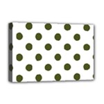 Polka Dots - Army Green on White Deluxe Canvas 18  x 12  (Stretched)