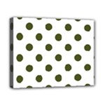 Polka Dots - Army Green on White Canvas 10  x 8  (Stretched)