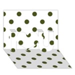 Polka Dots - Army Green on White I Love You 3D Greeting Card (7x5)