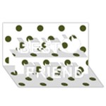 Polka Dots - Army Green on White Best Friends 3D Greeting Card (8x4)