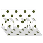 Polka Dots - Army Green on White MOM 3D Greeting Card (8x4)