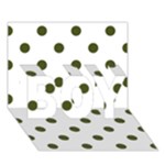 Polka Dots - Army Green on White BOY 3D Greeting Card (7x5)