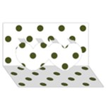 Polka Dots - Army Green on White Twin Hearts 3D Greeting Card (8x4)