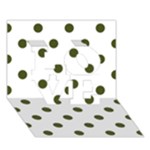 Polka Dots - Army Green on White LOVE 3D Greeting Card (7x5)
