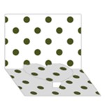 Polka Dots - Army Green on White Heart Bottom 3D Greeting Card (7x5)