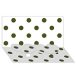 Polka Dots - Army Green on White Twin Heart Bottom 3D Greeting Card (8x4)