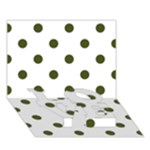 Polka Dots - Army Green on White LOVE Bottom 3D Greeting Card (7x5)