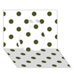Polka Dots - Army Green on White Apple 3D Greeting Card (7x5)