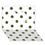 Polka Dots - Army Green on White Clover 3D Greeting Card (7x5)