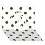 Polka Dots - Army Green on White Peace Sign 3D Greeting Card (7x5)