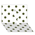 Polka Dots - Army Green on White Ribbon 3D Greeting Card (7x5)