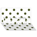 Polka Dots - Army Green on White PARTY 3D Greeting Card (8x4)
