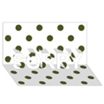 Polka Dots - Army Green on White SORRY 3D Greeting Card (8x4)