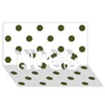 Polka Dots - Army Green on White HUGS 3D Greeting Card (8x4)