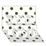 Polka Dots - Army Green on White THANK YOU 3D Greeting Card (7x5)