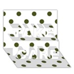 Polka Dots - Army Green on White TAKE CARE 3D Greeting Card (7x5)