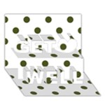 Polka Dots - Army Green on White Get Well 3D Greeting Card (7x5)