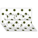 Polka Dots - Army Green on White Merry Xmas 3D Greeting Card (8x4)