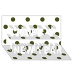 Polka Dots - Army Green on White Happy New Year 3D Greeting Card (8x4)
