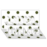 Polka Dots - Army Green on White Laugh Live Love 3D Greeting Card (8x4)