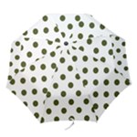 Polka Dots - Army Green on White Folding Umbrella