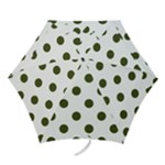 Polka Dots - Army Green on White Mini Umbrella