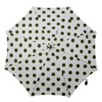 Polka Dots - Army Green on White Hook Handle Umbrella (Medium)