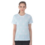 Polka Dots - White on Bubbles Cyan Women s Cotton Tee