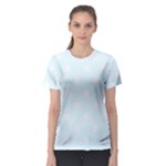Polka Dots - White on Bubbles Cyan Women s Sport Mesh Tee