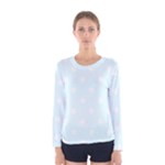 Polka Dots - White on Bubbles Cyan Women s Long Sleeve T-shirt