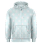 Polka Dots - White on Bubbles Cyan Men s Zipper Hoodie