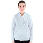 Polka Dots - White on Bubbles Cyan Women s Zipper Hoodie