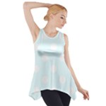 Polka Dots - White on Bubbles Cyan Side Drop Tank Tunic