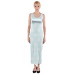 Polka Dots - White on Bubbles Cyan Fitted Maxi Dress