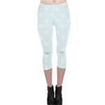 Polka Dots - White on Bubbles Cyan Capri Leggings