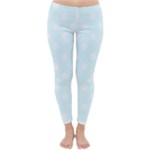 Polka Dots - White on Bubbles Cyan Winter Leggings